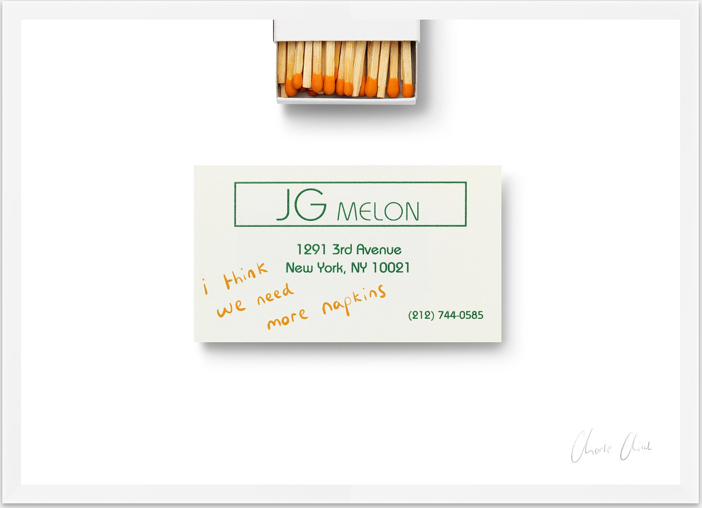 Card at JG Melon i