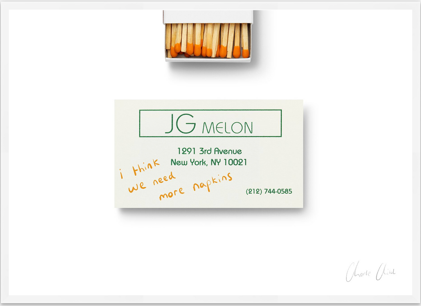 Card at JG Melon i