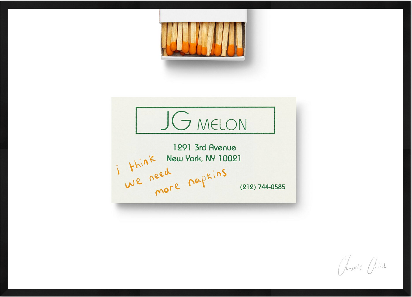Card at JG Melon i
